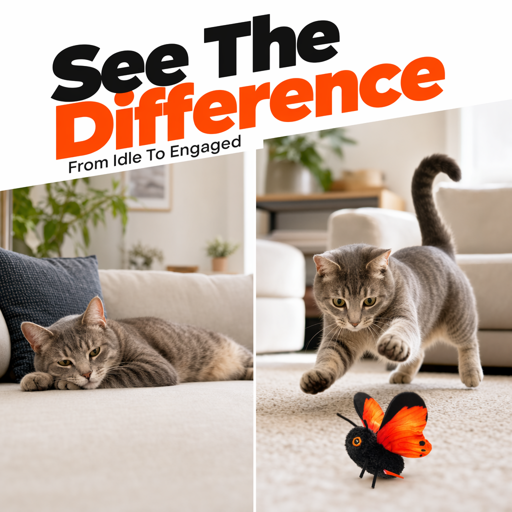 Smart Sensing Flapping Butterfly Toy Interactive Cat