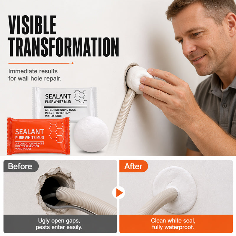 📢📢50% OFF !! ⏰🧱 Waterproof Wall Hole Sealing Clay for Air Conditioner Pipes — 6-Pack Moldable Sealant Putty for Pipe Gaps & Wall Holes | Tool-Free Application