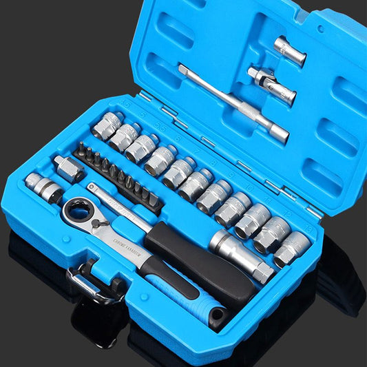 29-Piece Ratchet Socket Wrench Kit | Chrome-Vanadium Steel, Bidirectional, Multi-Drive