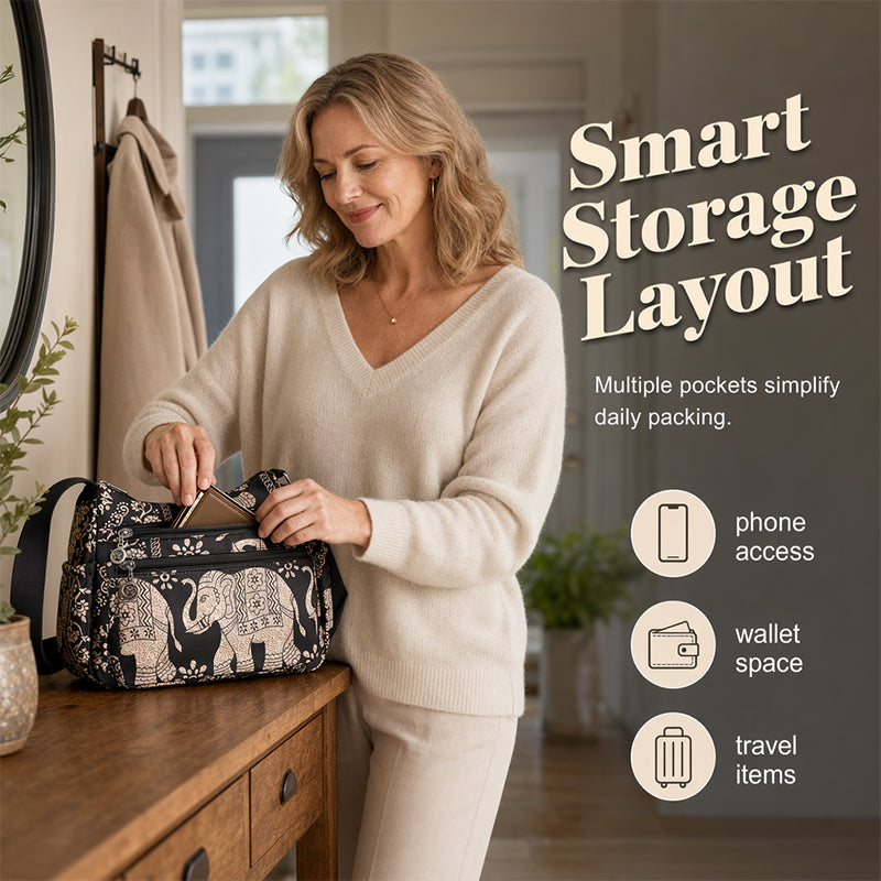Women Elegant Nylon Travel Messenger Bag