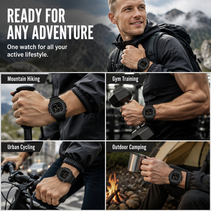 Men's Waterproof Digital Watch with LED Luminous Display