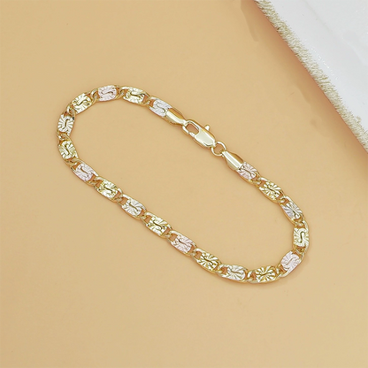 Unisex Tri-Color Link Bracelet