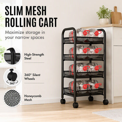 3/4 Tier Mobile Mesh Storage Utility Cart with Wheels