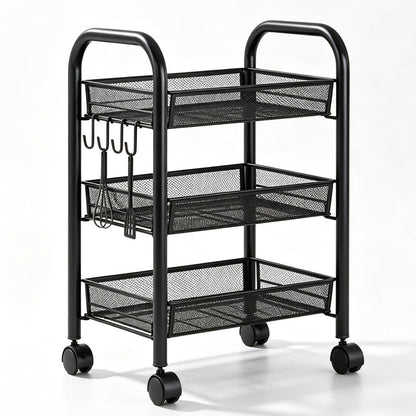 3/4 Tier Mobile Mesh Storage Utility Cart with Wheels