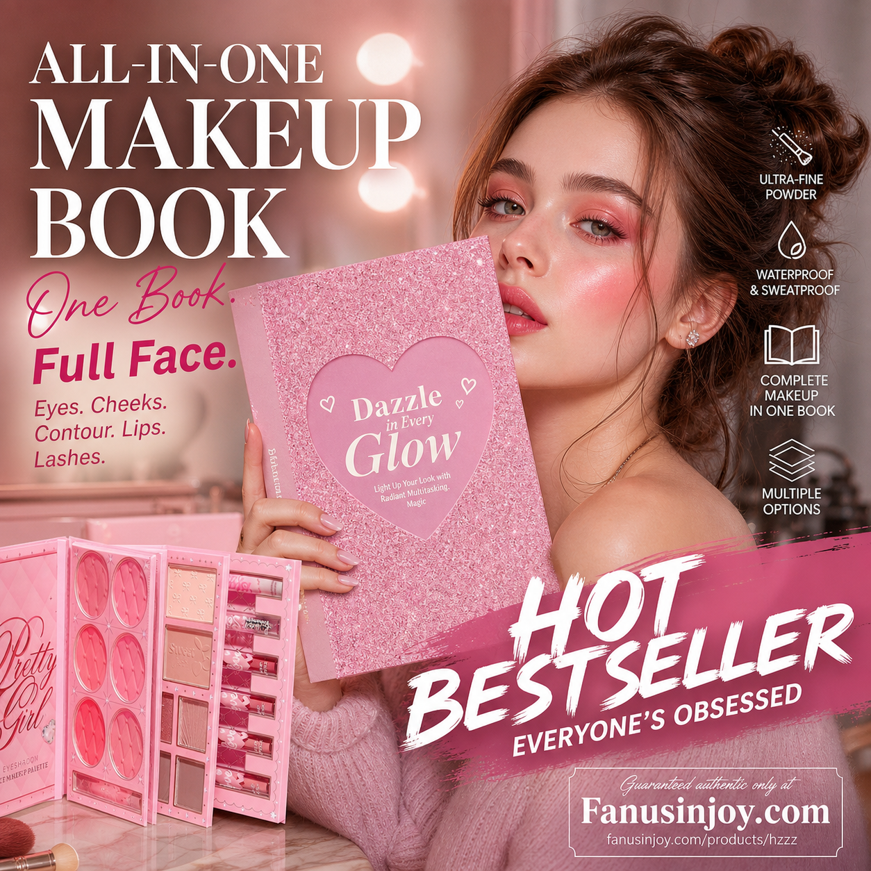 Coffret palette de maquillage tout-en-un en forme de livre