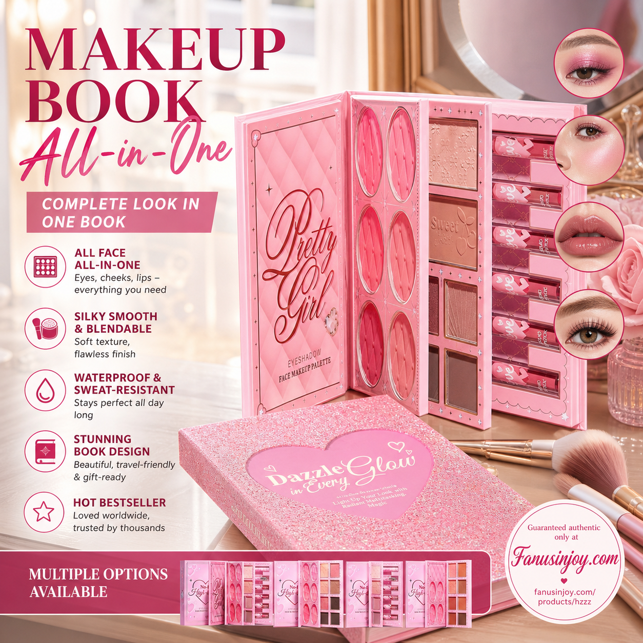 Coffret palette de maquillage tout-en-un en forme de livre