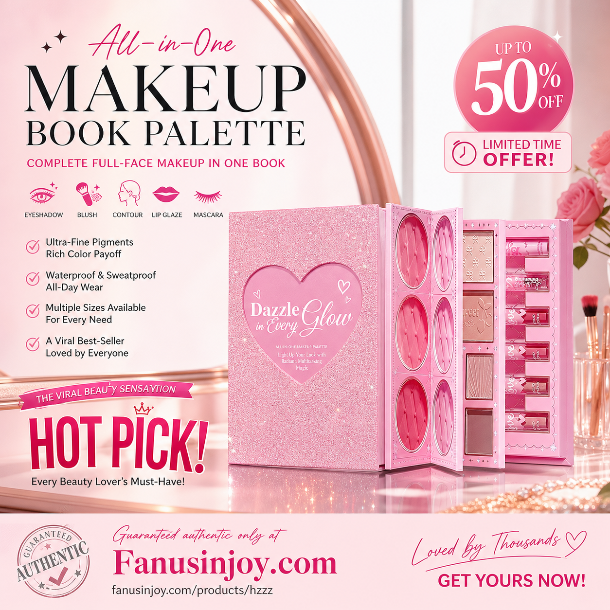 Coffret palette de maquillage tout-en-un en forme de livre