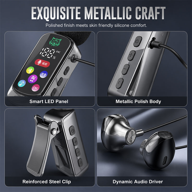Bluetooth Karaoke Headset with Secure Collar Spring Clip