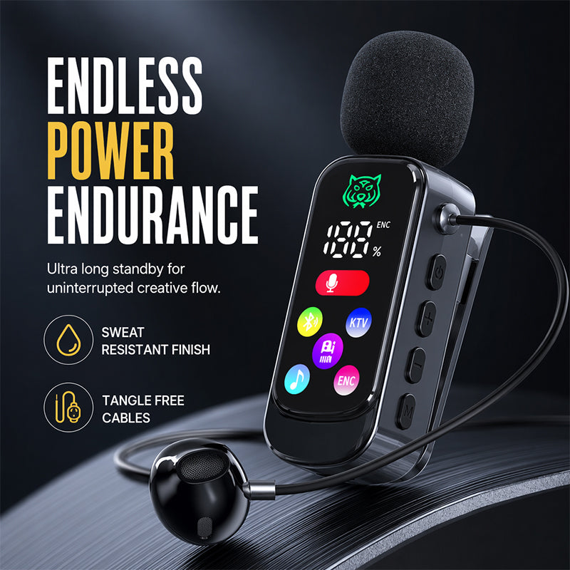 Bluetooth Karaoke Headset with Secure Collar Spring Clip
