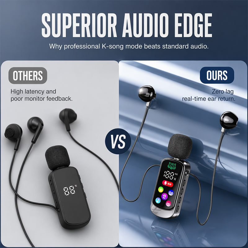 Bluetooth Karaoke Headset with Secure Collar Spring Clip