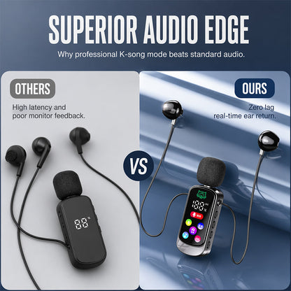 Bluetooth Karaoke Headset with Secure Collar Spring Clip