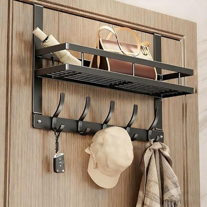Over The Door Hooks with Storage Basket