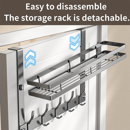 Over The Door Hooks with Storage Basket