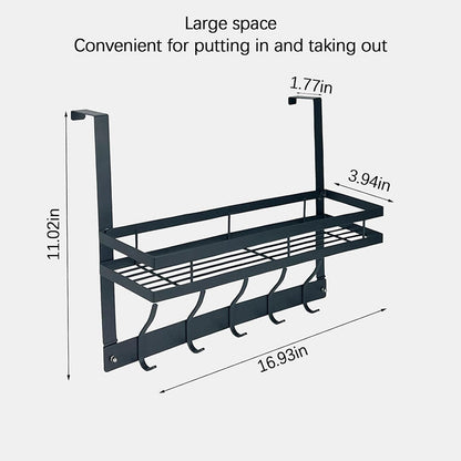 Over The Door Hooks with Storage Basket