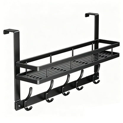 Over The Door Hooks with Storage Basket