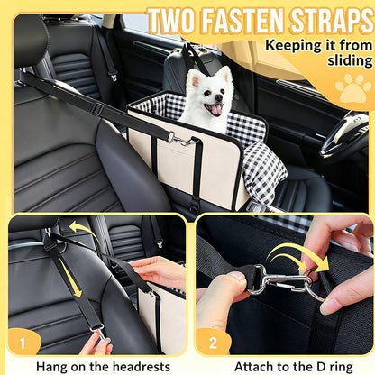 ⏳Time-Limited Special⏰Secure Travel Pet Booster – Portable Dog Car Seat Booster, Safety Harness Included Soft Padded Pet Travel Carrier for Small & Medium Dogs