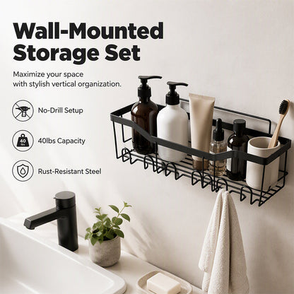 Drill-Free Bathroom Shelf Set