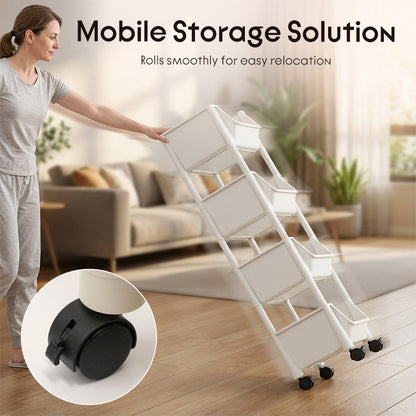 Multi-Tier Rolling Storage Cart for Narrow Spaces