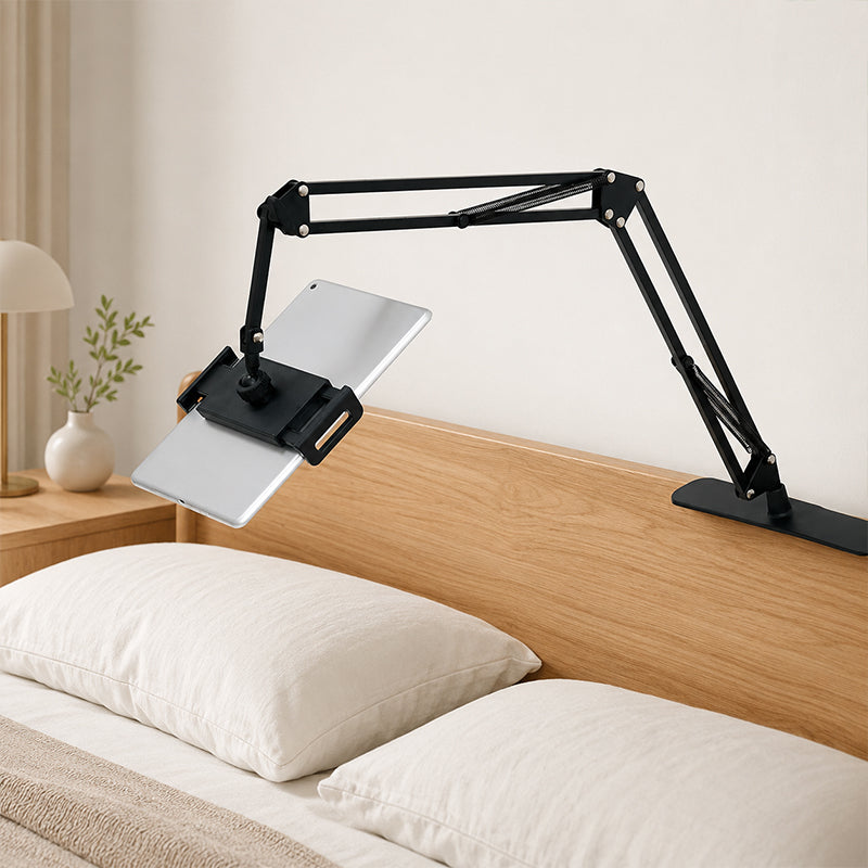 🛏️50% OFF NOW! Hands‑Free Hidden Bedside Tablet Stand, No‑Drill Mattress‑Base Tablet Holder, Stable Anti‑Shake Adjustable Arm for Bed Watching, Fits Phones & Tablets