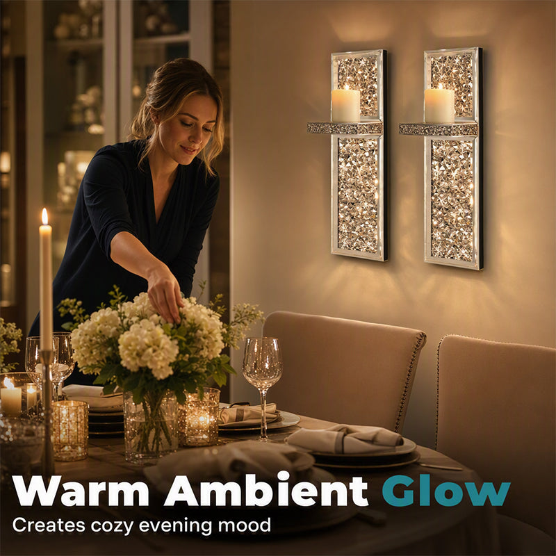 Crushed Crystal Glass Candle Sconces