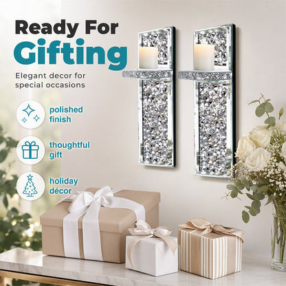 Crushed Crystal Glass Candle Sconces