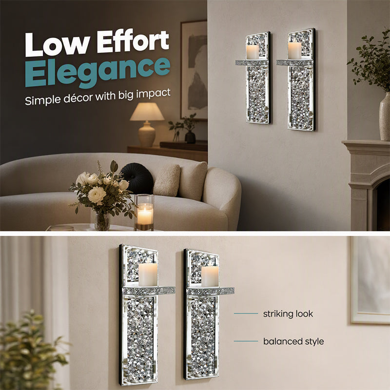 Crushed Crystal Glass Candle Sconces