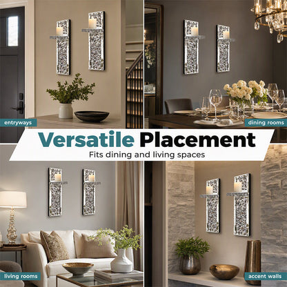 Crushed Crystal Glass Candle Sconces