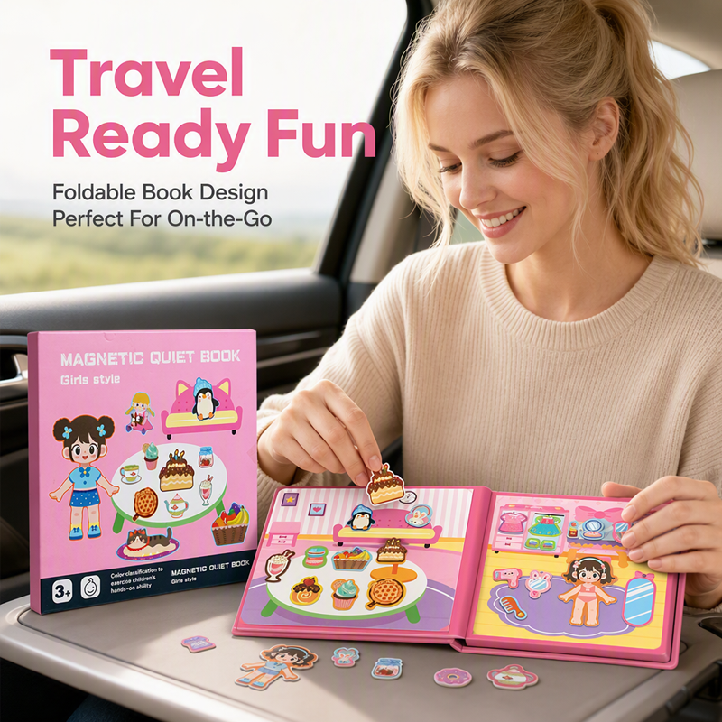 👧Kids Magnetic Quiet Book – Folding puzzle scenes, magnetic & educational – Boosts creativity & learning for boys & girls ✨