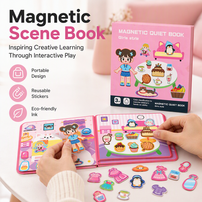 👧Kids Magnetic Quiet Book – Folding puzzle scenes, magnetic & educational – Boosts creativity & learning for boys & girls ✨