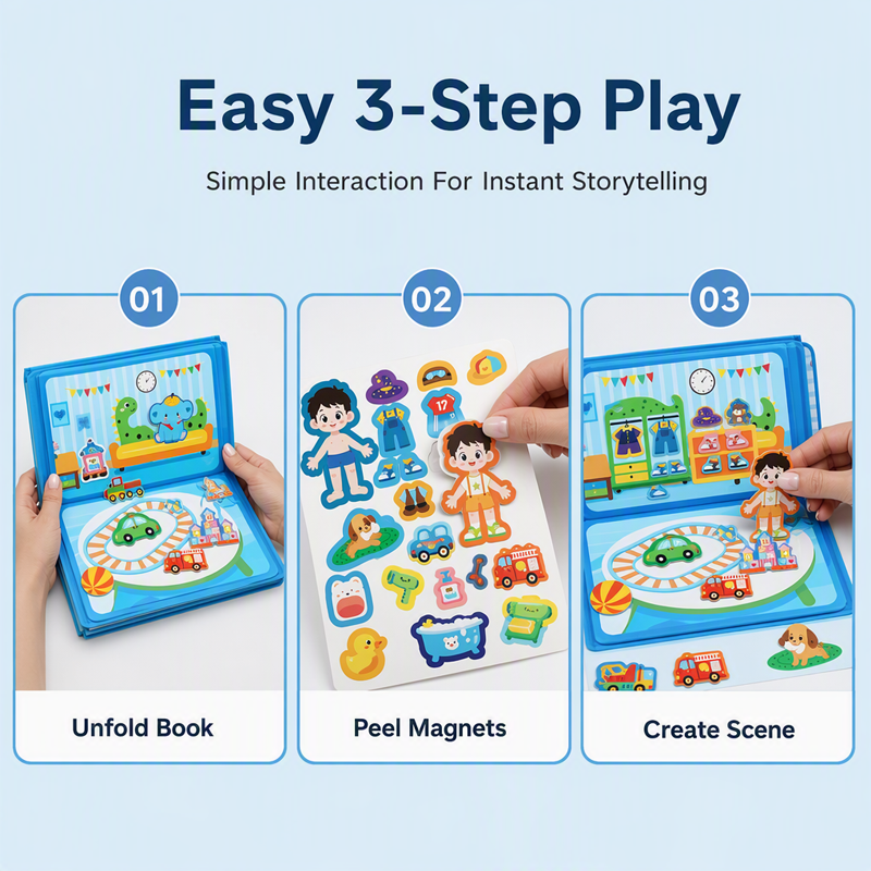 👧Kids Magnetic Quiet Book – Folding puzzle scenes, magnetic & educational – Boosts creativity & learning for boys & girls ✨