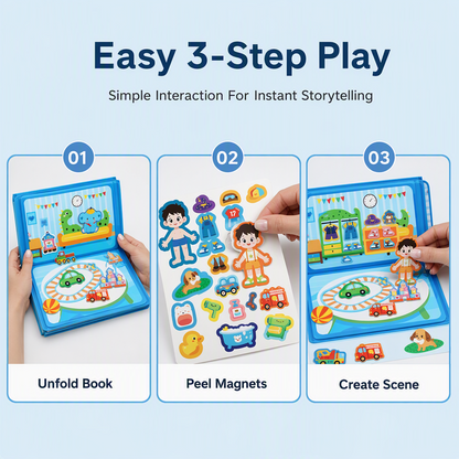 👧Kids Magnetic Quiet Book – Folding puzzle scenes, magnetic & educational – Boosts creativity & learning for boys & girls ✨