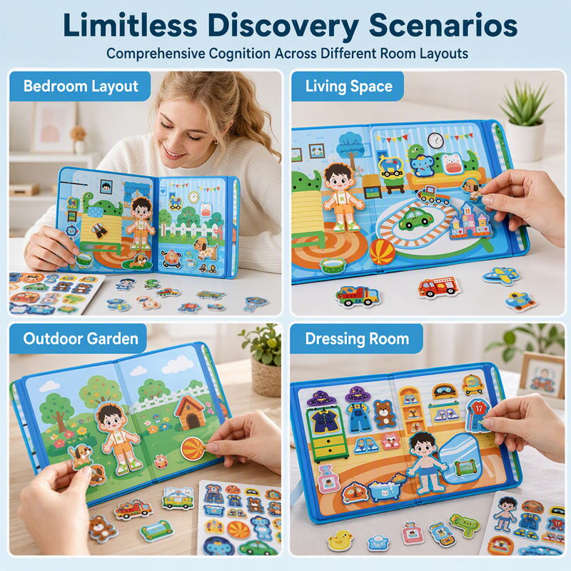 👧Kids Magnetic Quiet Book – Folding puzzle scenes, magnetic & educational – Boosts creativity & learning for boys & girls ✨