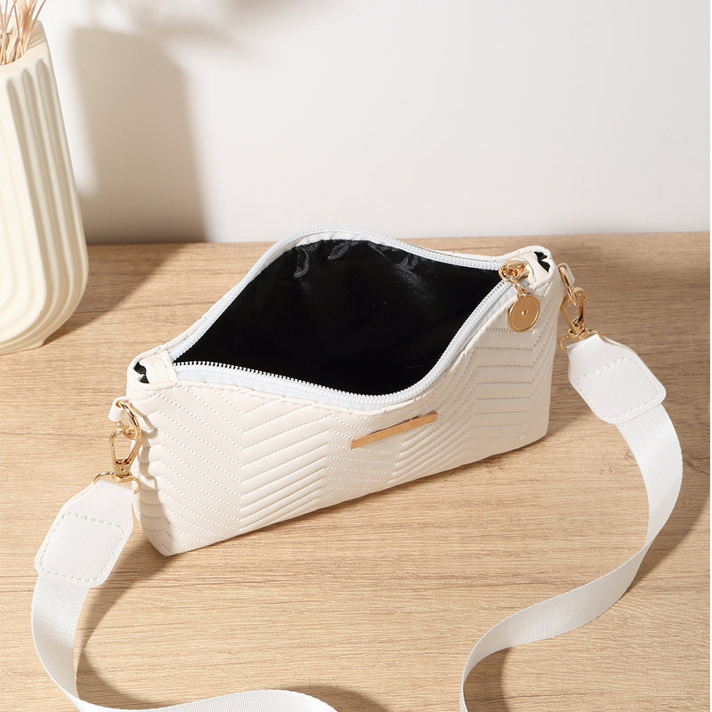 Women Wave Embossed Crossbody Bag Set Wide Strap Commuter Shoulder Bag
