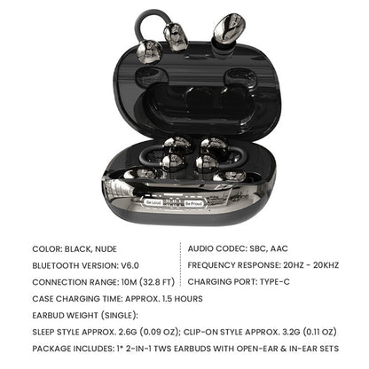 2-in-1 TWS Earbuds with Open-Ear & In-Ear Sets