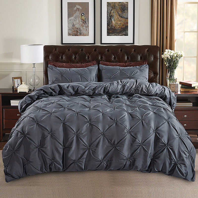 3-Piece Pintuck Pleated Duvet Cover & Pillowcases Set