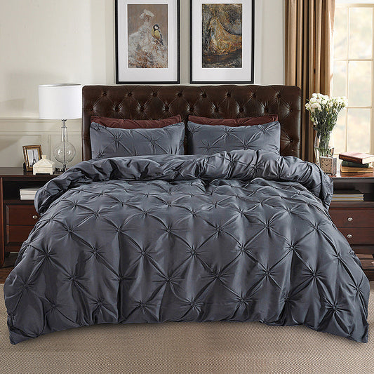 3-Piece Pintuck Pleated Duvet Cover & Pillowcases Set