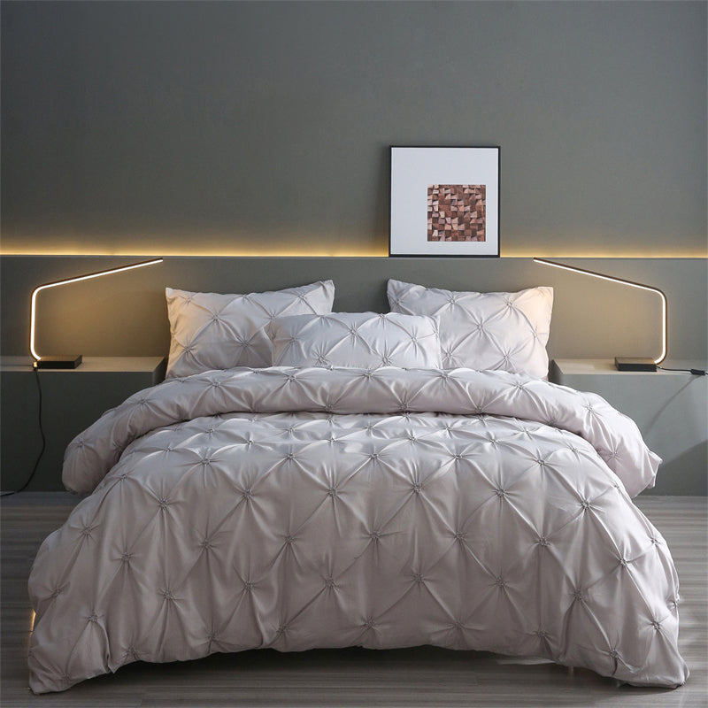 3-Piece Pintuck Pleated Duvet Cover & Pillowcases Set
