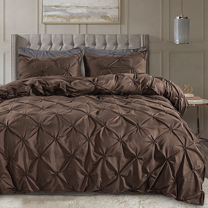 3-Piece Pintuck Pleated Duvet Cover & Pillowcases Set