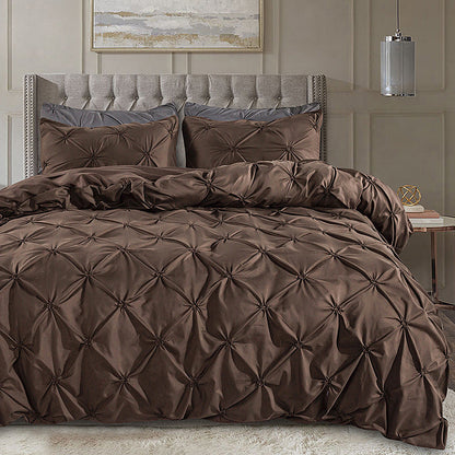 3-Piece Pintuck Pleated Duvet Cover & Pillowcases Set
