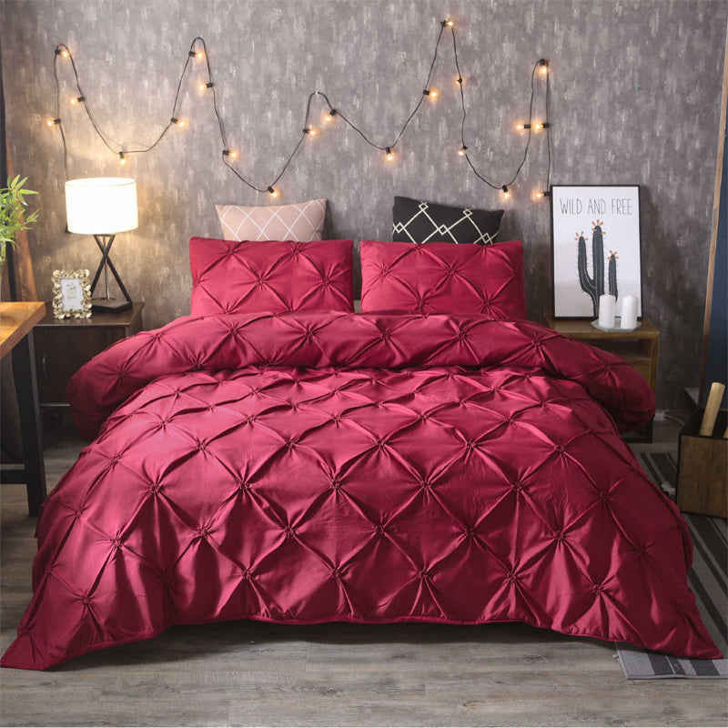 3-Piece Pintuck Pleated Duvet Cover & Pillowcases Set