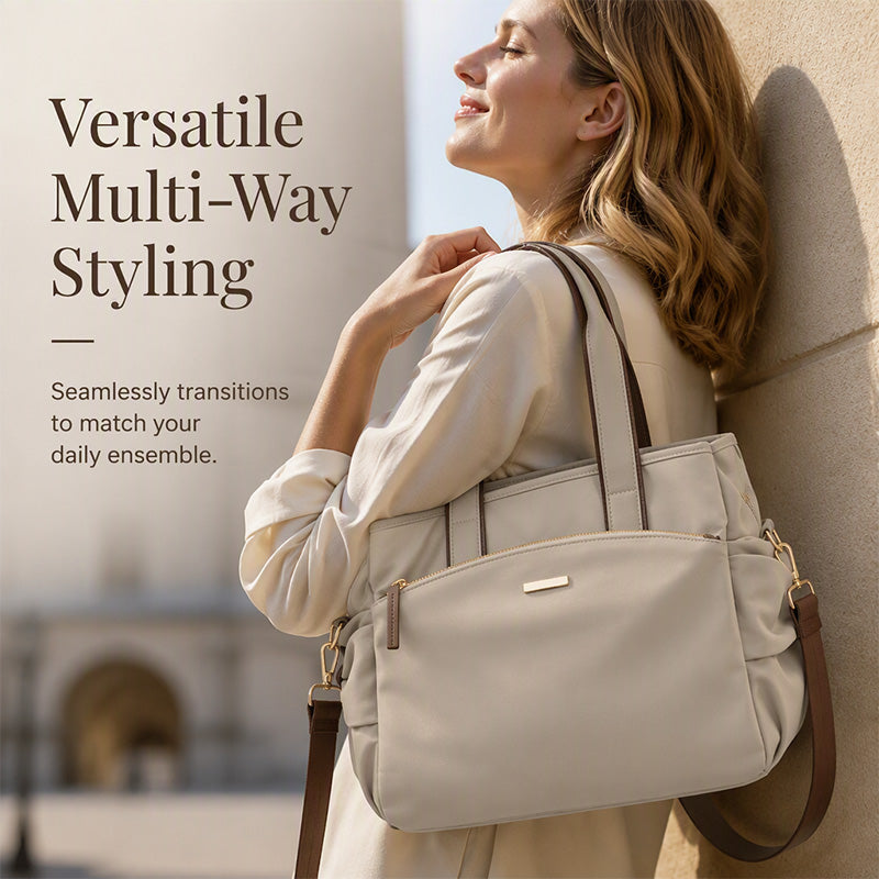 Casual Canvas Tote Bag with Pleated Side Pockets for Women
