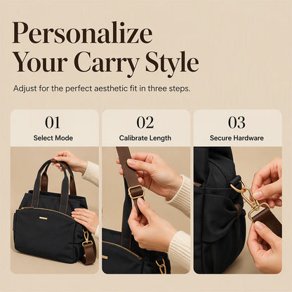 Casual Canvas Tote Bag with Pleated Side Pockets for Women