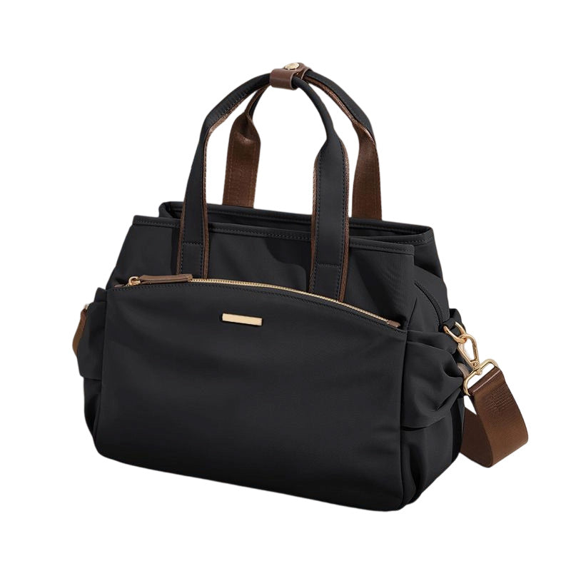 Casual Canvas Tote Bag with Pleated Side Pockets for Women