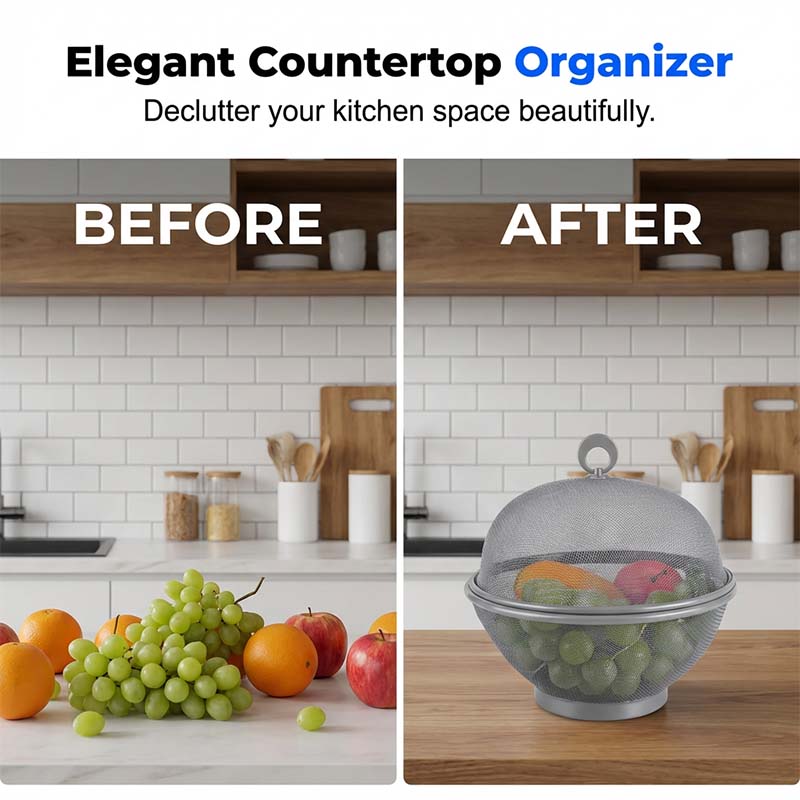 ⏳Time-Limited Special⏰ Fruit Basket with Lid – Breathable, Drainable, Insect Proof 🍇