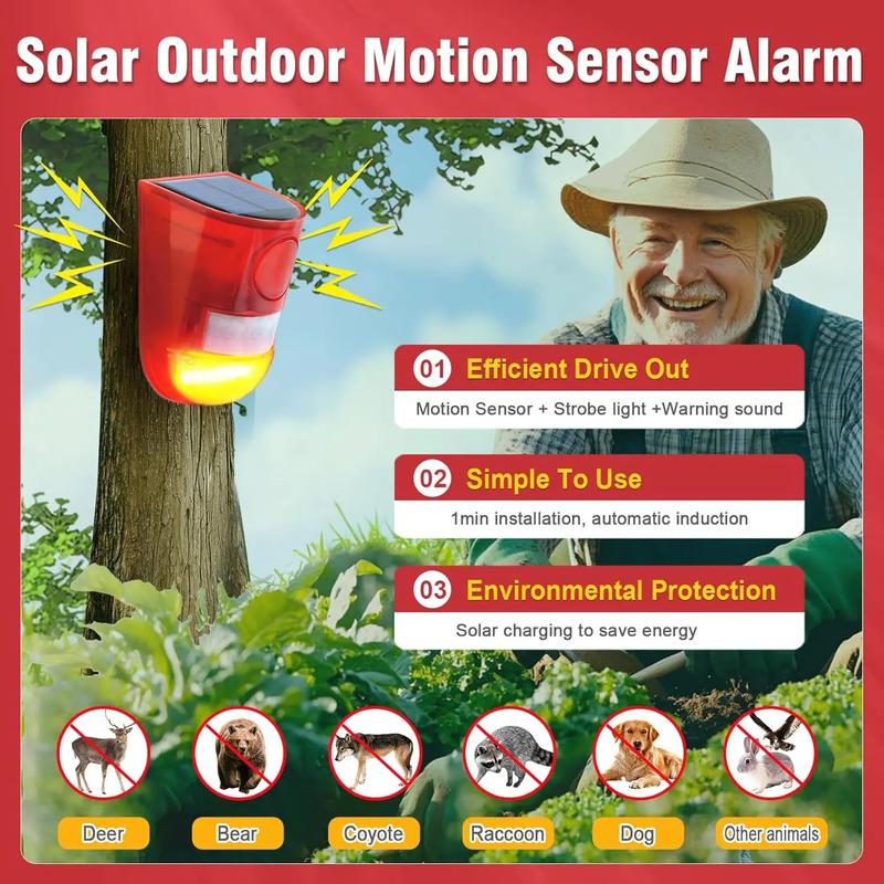 🔥 50% OFF 🚨 🐗 Solar Animal Repeller: 110dB Alarm, 6 LED Flash, Motion Sensor, IP65, for Garden & Farm