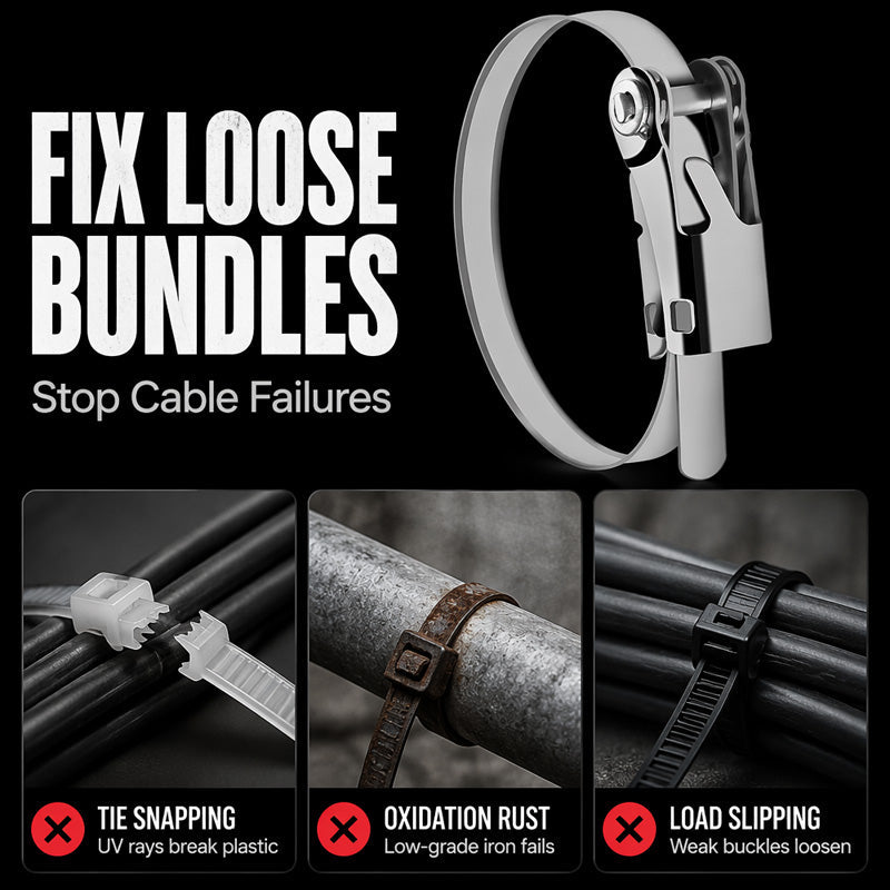 Heavy Duty Stainless Steel Cable Tie with Flip Lock Buckle