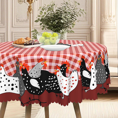 Red Plaid Rooster Tablecloth
