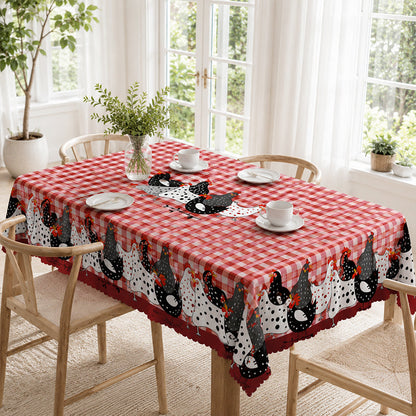Red Plaid Rooster Tablecloth