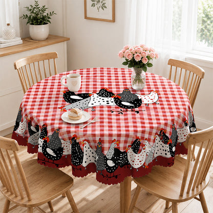 Red Plaid Rooster Tablecloth