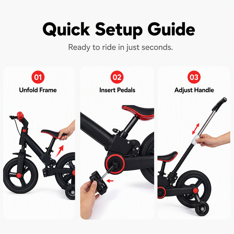 4-in-1 Convertible Kids Tricycle Balance Bike Stroller